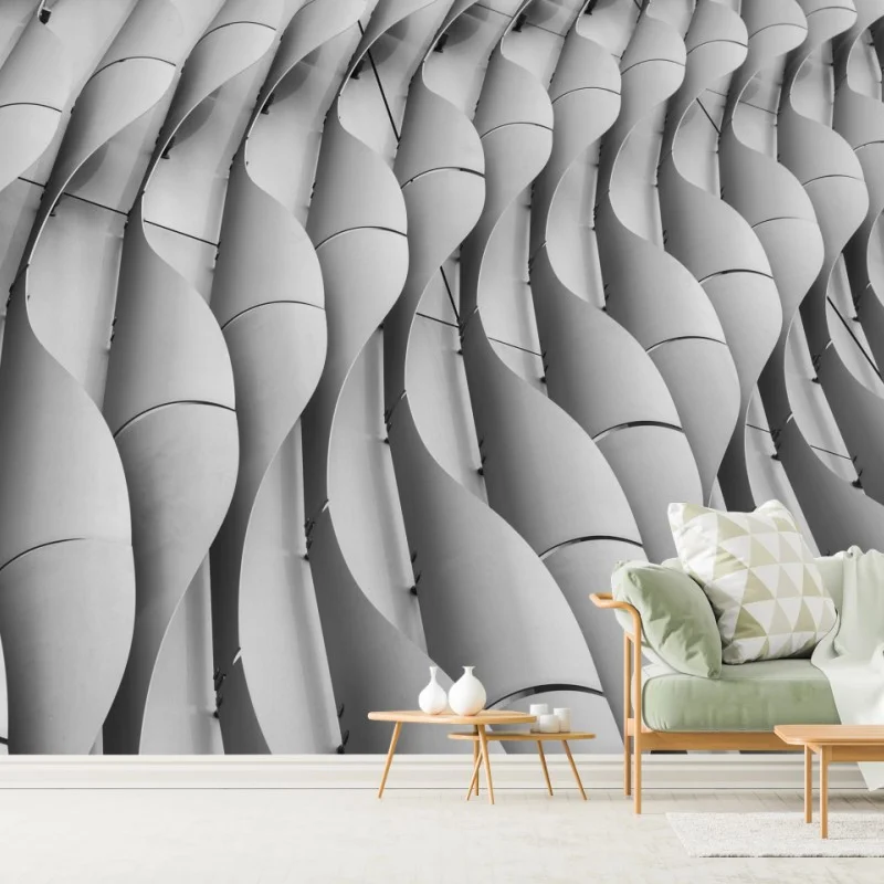 Fototapeta falisty wzór architektoniczny w odcieniach szarości