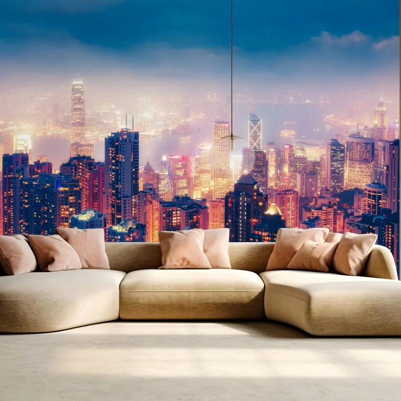 Fototapeta Hongkong nocna panorama z Victoria Peak