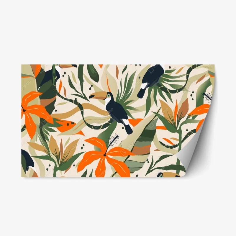 Naklejka repozycjonowalna tropikalny motyw tukanów