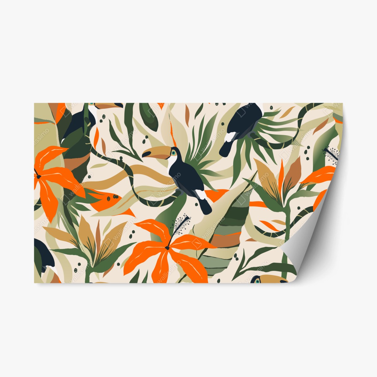 Naklejka repozycjonowalna tropikalny motyw tukanów – Wallissimo®