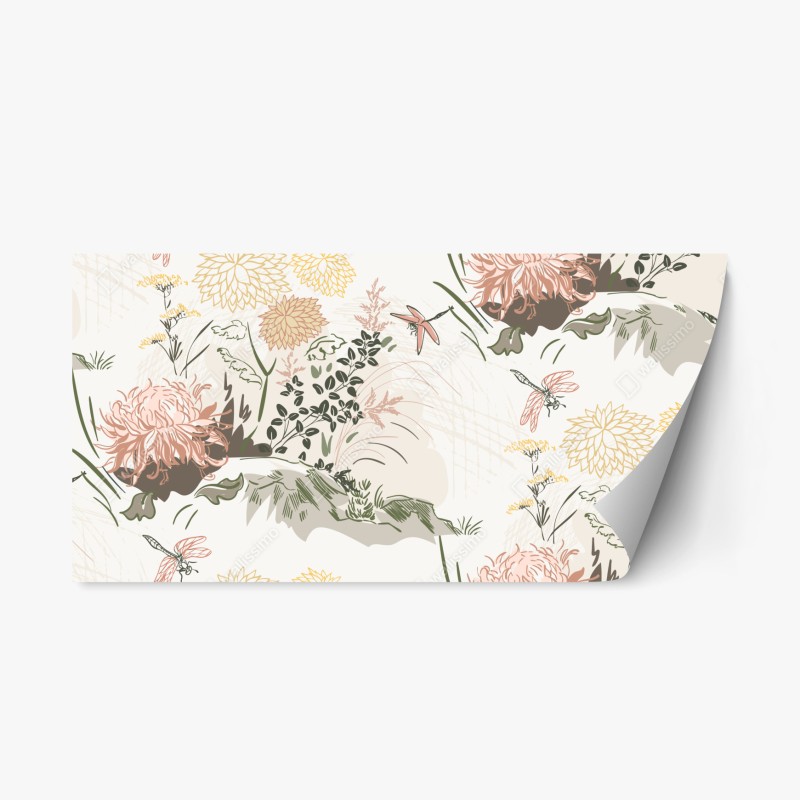 Naklejka repozycjonowalna delikatny pastelowy wzór kwiatowy