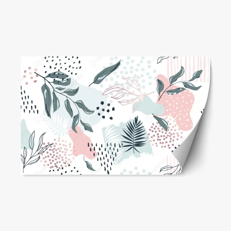 Naklejka repozycjonowalna pastelowy botaniczny wzór abstrakcyjny