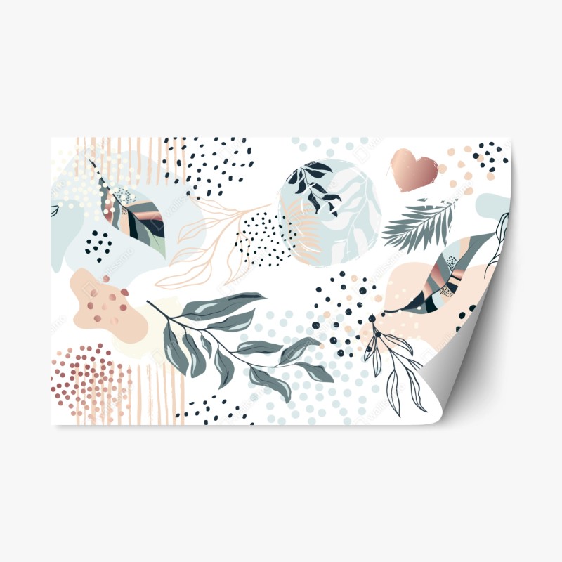 Naklejka repozycjonowalna pastelowy botaniczny wzór abstrakcyjny