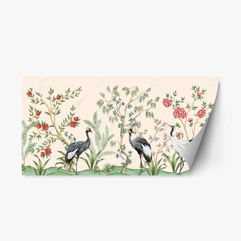 Naklejka repozycjonowalna ogród żurawi w stylu orientalnym
