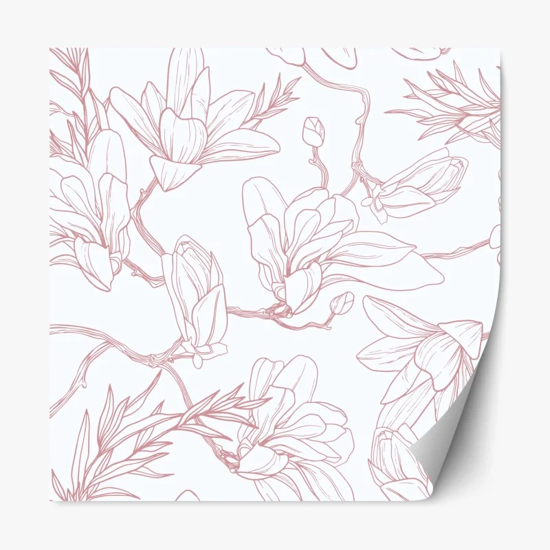 Naklejka repozycjonowalna delikatny wzór magnolii w miękkim różu