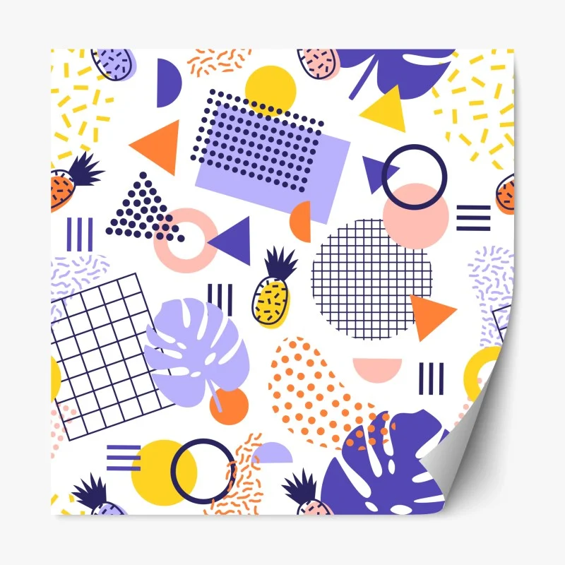 Naklejka repozycjonowalna zabawny tropikalny wzór geometryczny