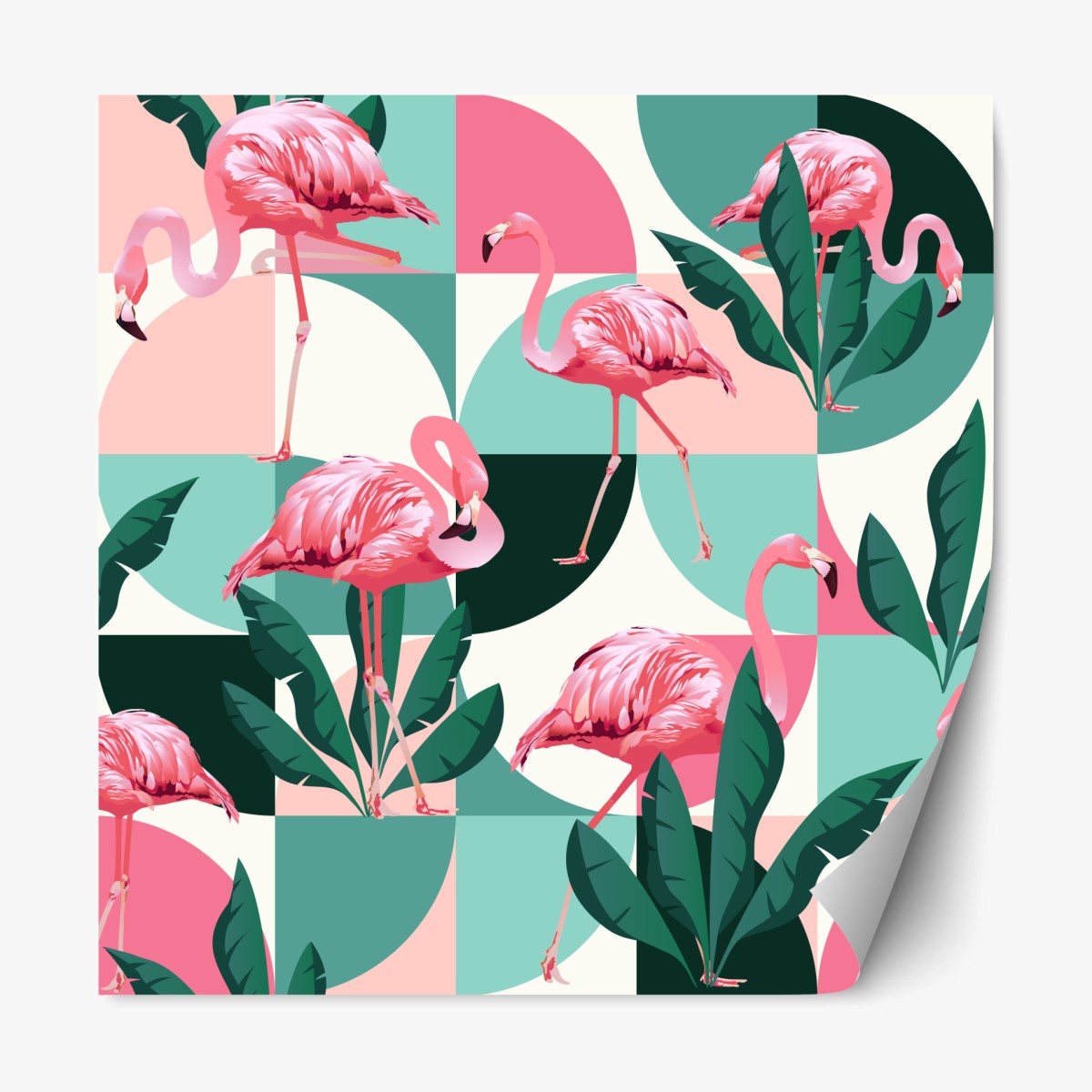 Naklejka repozycjonowalna wzór z różowymi flamingami – Wallissimo®