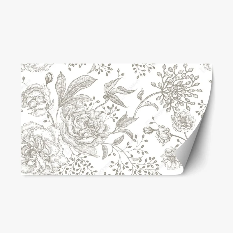 Naklejka repozycjonowalna delikatny botaniczny wzór kwiatowy w stylu vintage