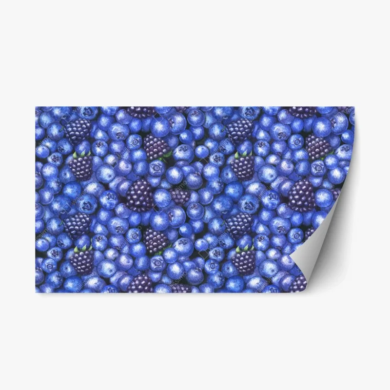 Naklejka repozycjonowalna wzór akwarelowy z borówkami i jeżynami