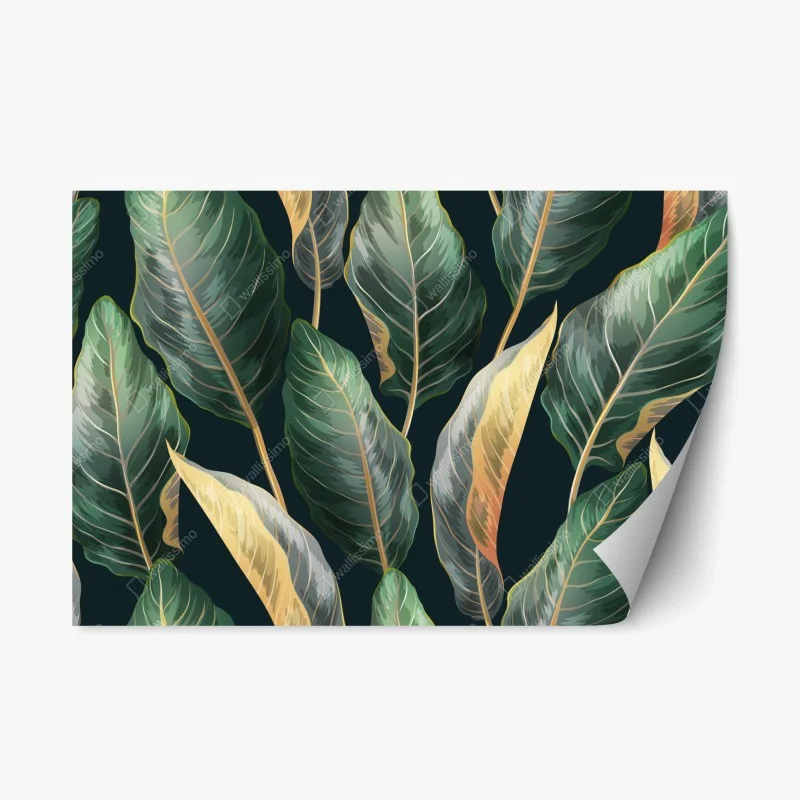 Naklejka repozycjonowalna vintage tropikalny wzór z liśćmi