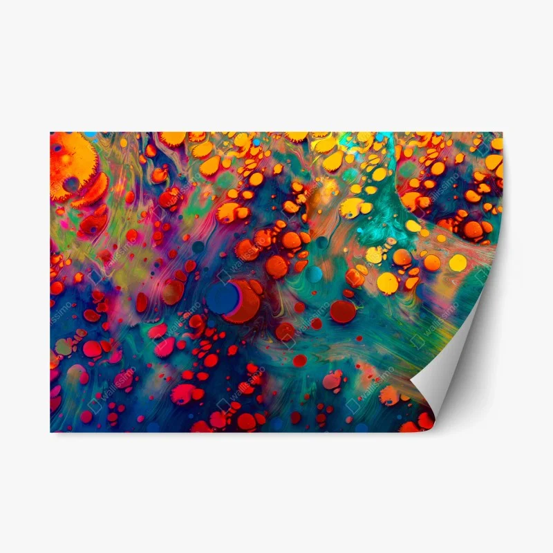 Naklejka repozycjonowalna żywe turkusowo-pomarańczowe marmurkowe dzieło