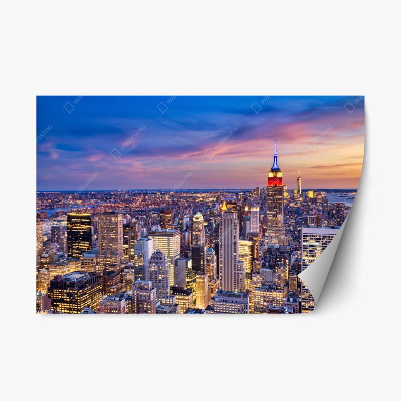 Naklejka repozycjonowalna panorama Nowego Jorku o zmierzchu