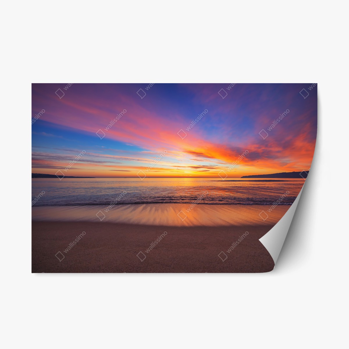 Naklejka repozycjonowalna żywy wschód słońca nad spokojną plażą – Wallissimo®