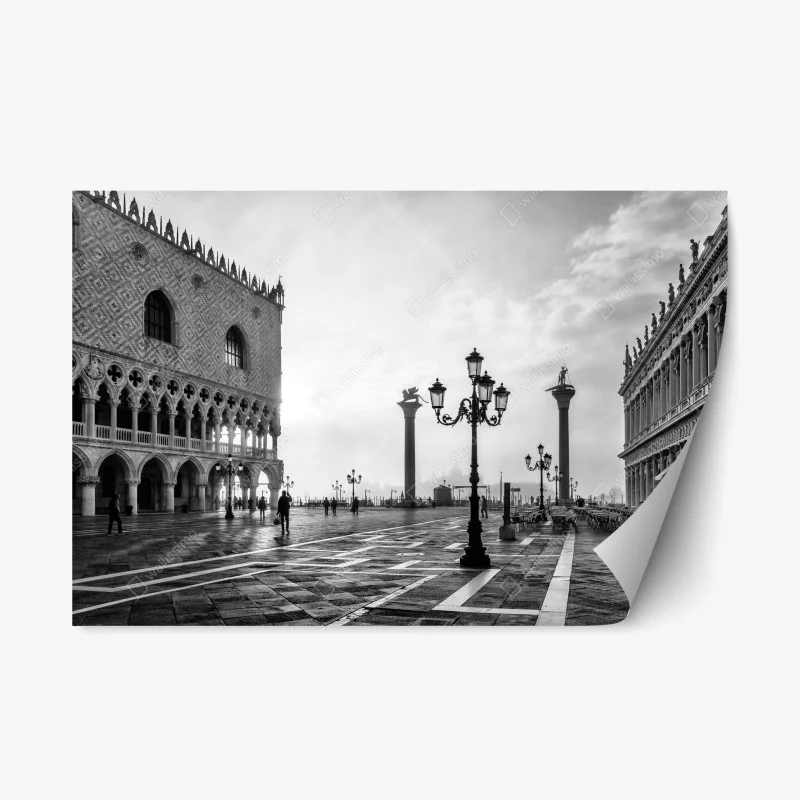 Naklejka repozycjonowalna Wenecja plac w porannej mgle