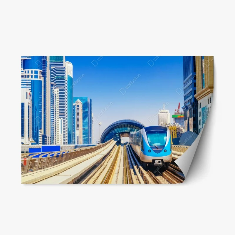 Naklejka repozycjonowalna miejski pociąg metra w słońcu