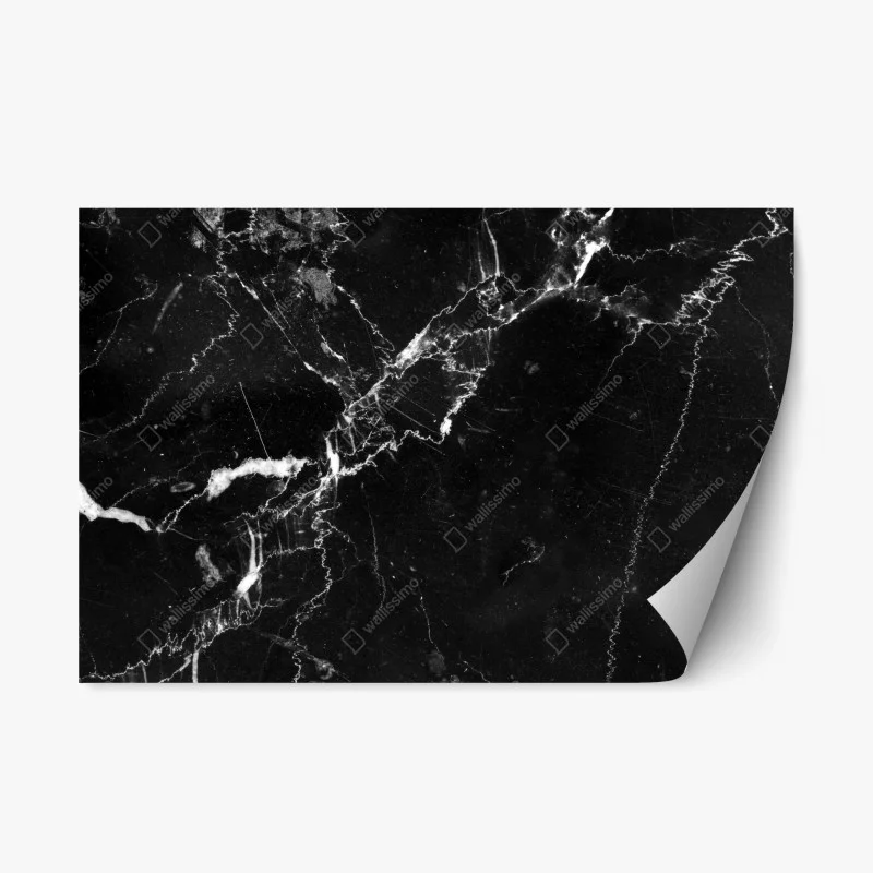 Naklejka repozycjonowalna czarny marmur z żyłami