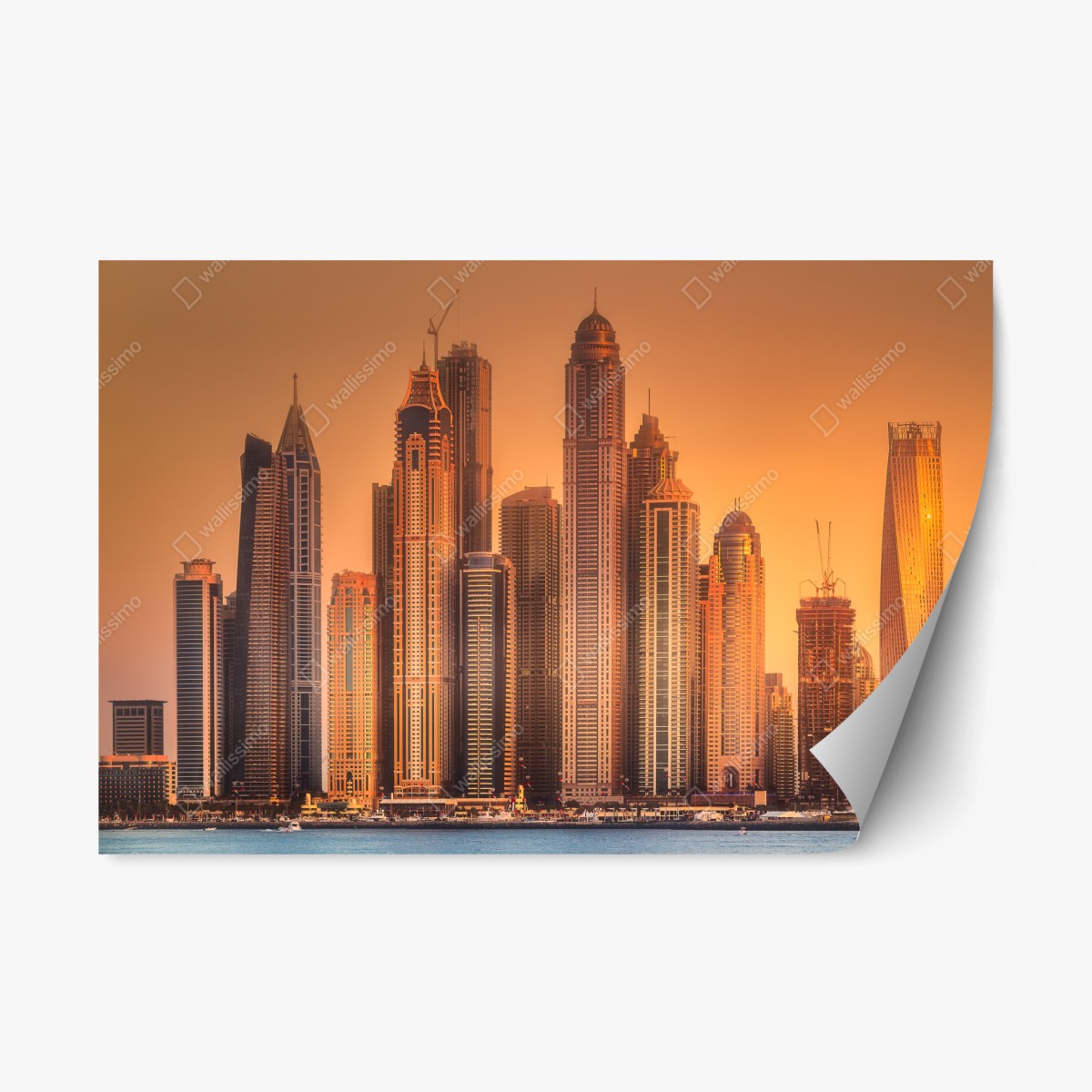 Naklejka repozycjonowalna panorama Dubaju w złotym świetle – Wallissimo®