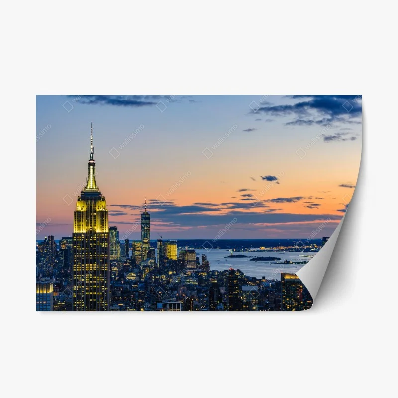 Naklejka repozycjonowalna panorama Nowego Jorku o zmierzchu