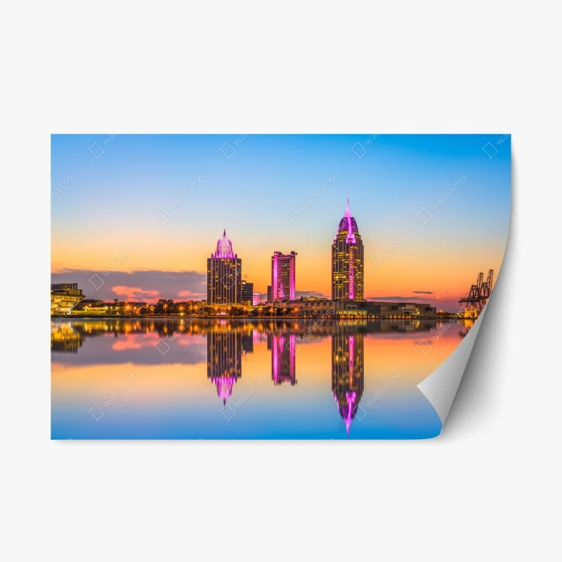 Naklejka repozycjonowalna panorama Mobile o zachodzie słońca