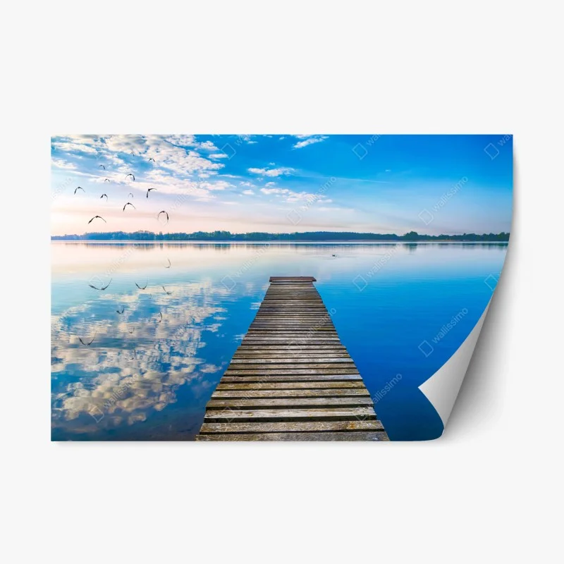 Naklejka repozycjonowalna spokojny pomost nad jeziorem Selment Wielki, Mazury
