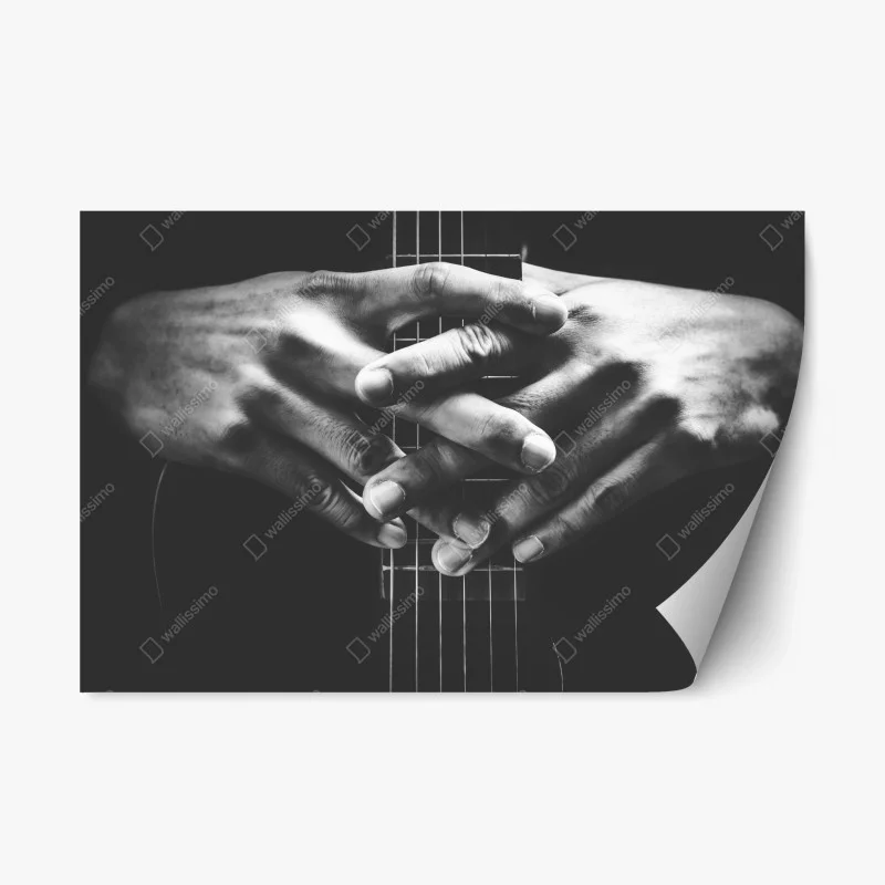 Naklejka repozycjonowalna splątane ręce na strunach gitary