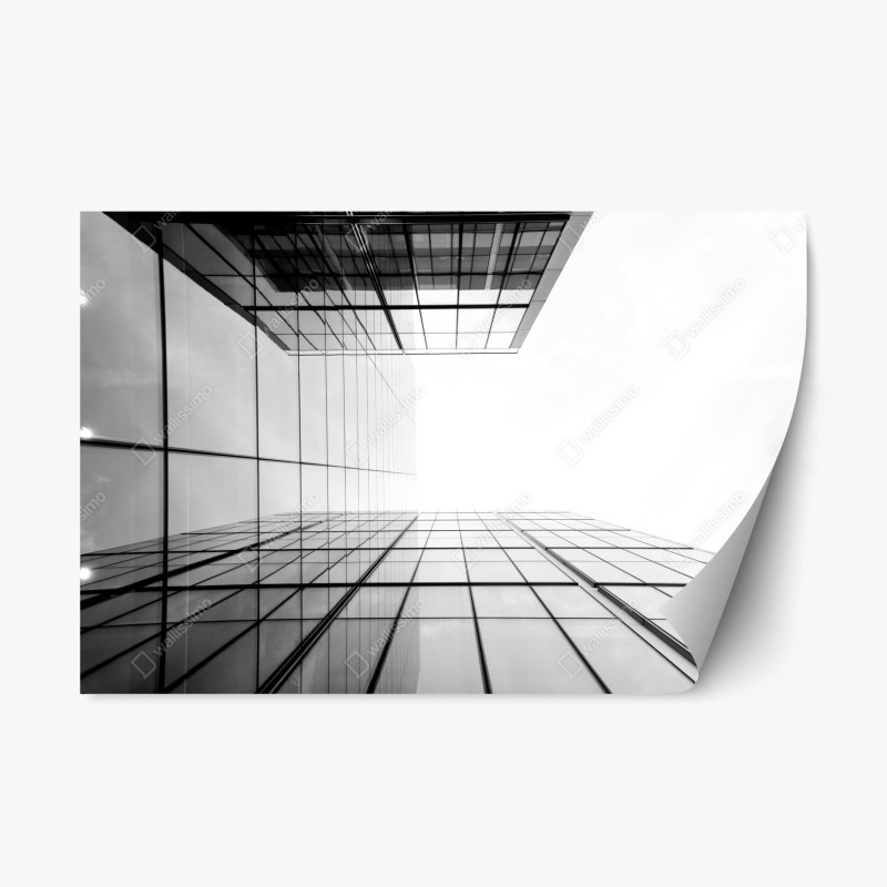 Naklejka repozycjonowalna minimalistyczna perspektywa szklanego wieżowca