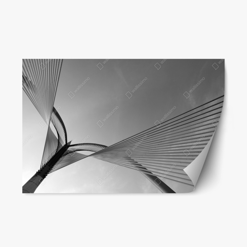 Naklejka repozycjonowalna monochromatyczny most i geometryczne linie