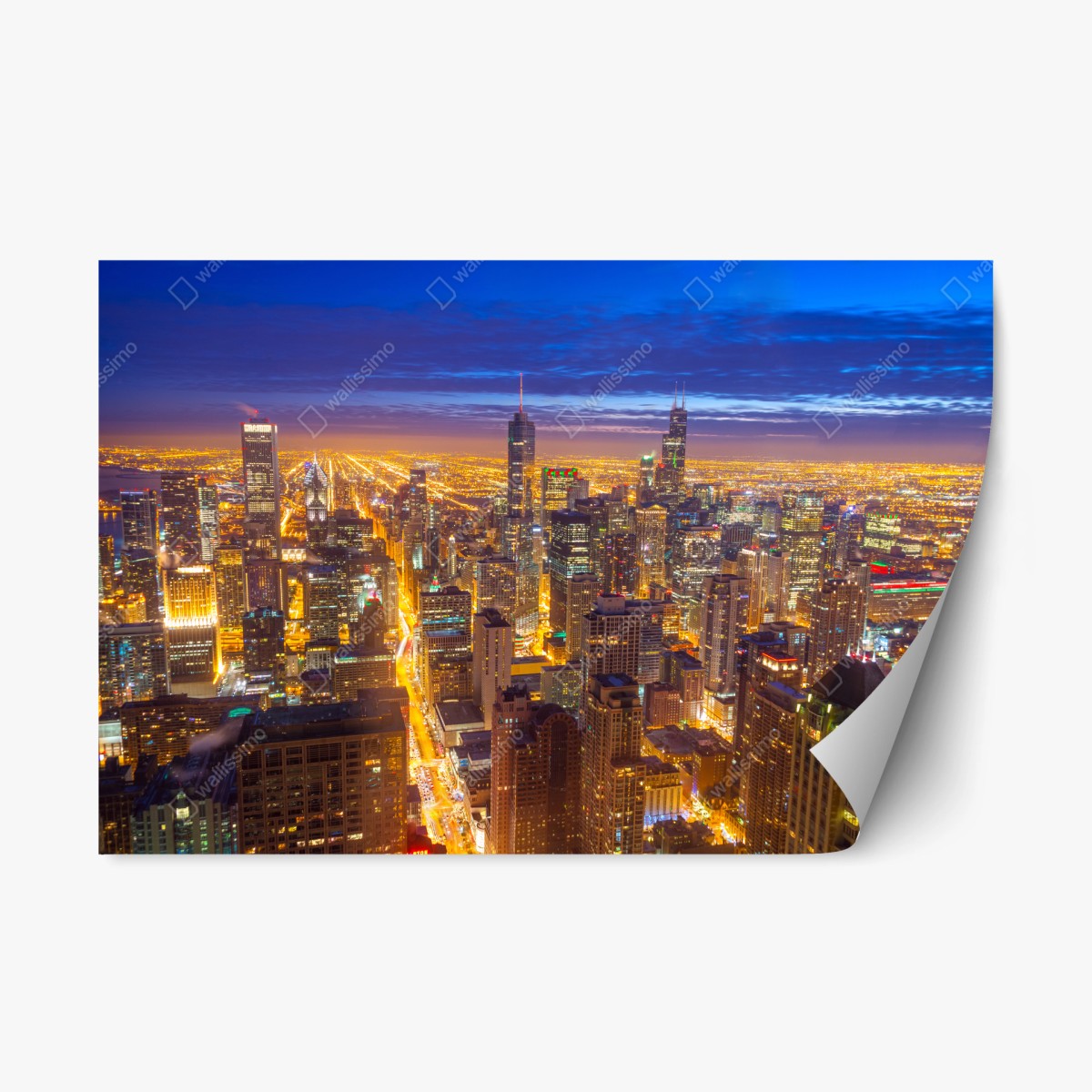 Naklejka repozycjonowalna Chicago nocna panorama miasta – Wallissimo®