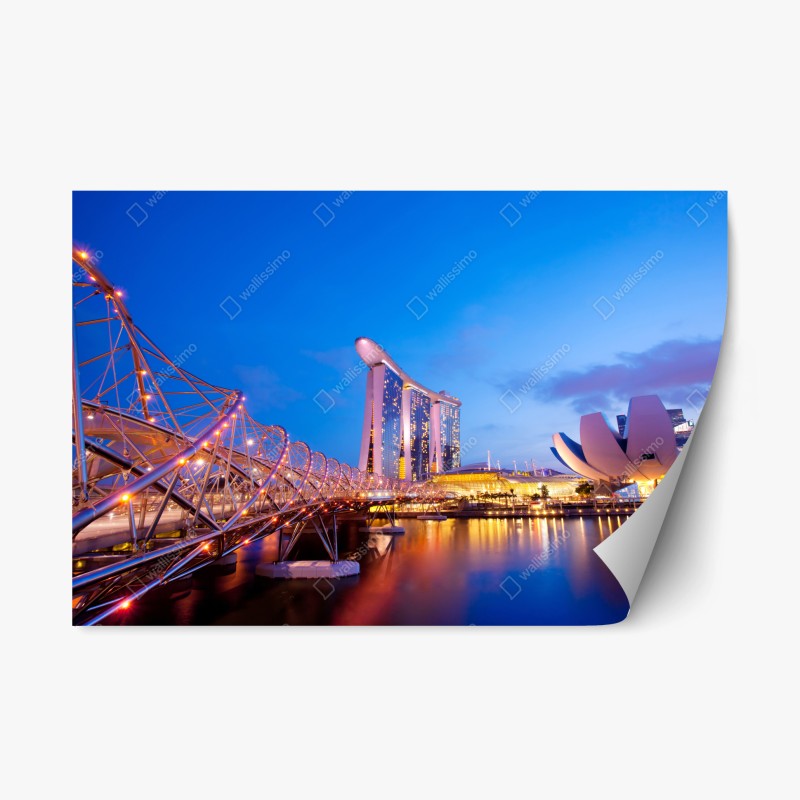 Naklejka repozycjonowalna panorama Marina Bay o zmierzchu