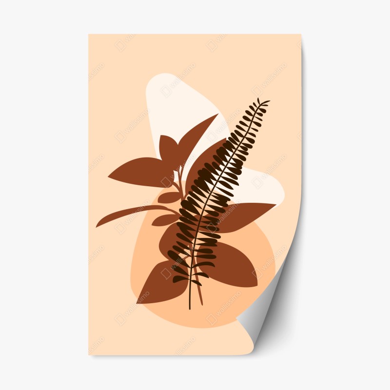 Naklejka repozycjonowalna ziemiste abstrakcyjne liście