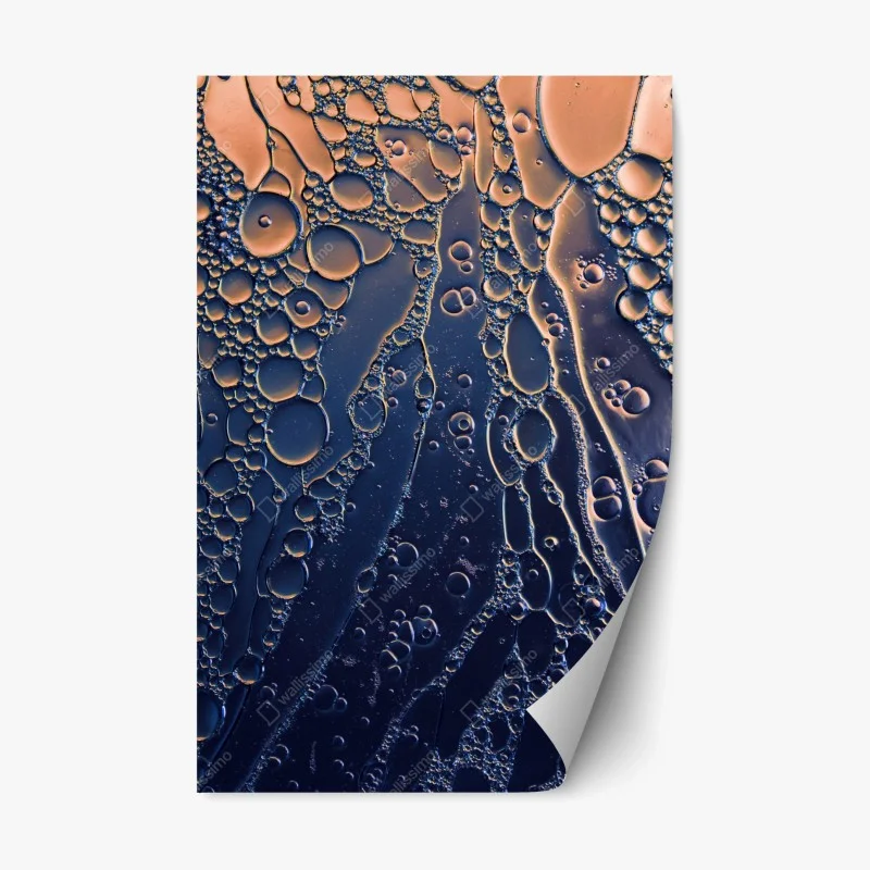 Naklejka repozycjonowalna niebiesko-złote abstrakcyjne bąbelki