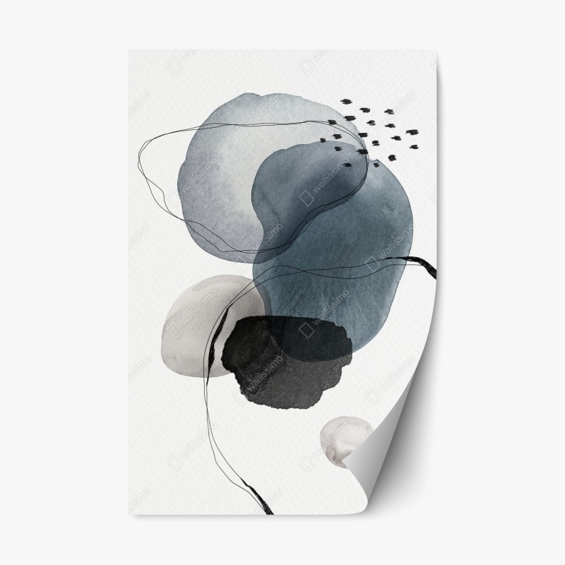 Naklejka repozycjonowalna spokojne niebieskie akwarelowe kule