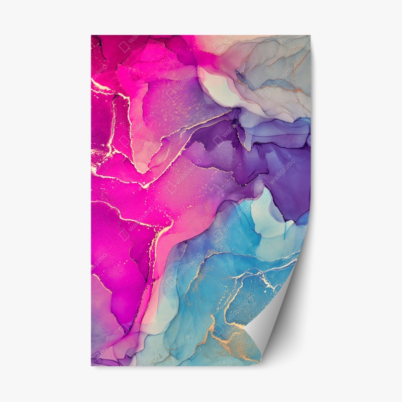 Naklejka repozycjonowalna wibrująca marmurowa kompozycja alkoholowego tuszu