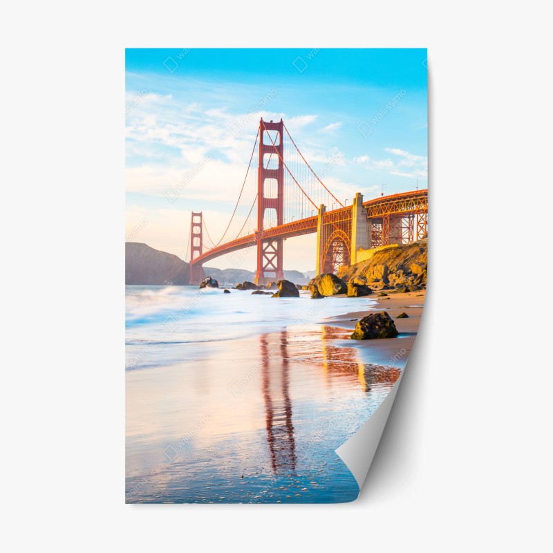 Naklejka repozycjonowalna złota godzina przy moście Golden Gate, Baker Beach