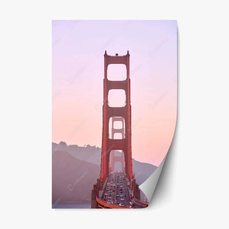 Naklejka repozycjonowalna Golden Gate o pastelowym zachodzie słońca