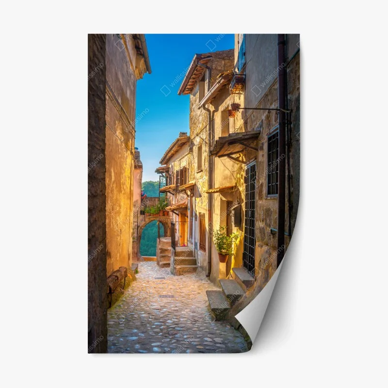 Naklejka repozycjonowalna uliczka o zachodzie słońca w Toskanii
