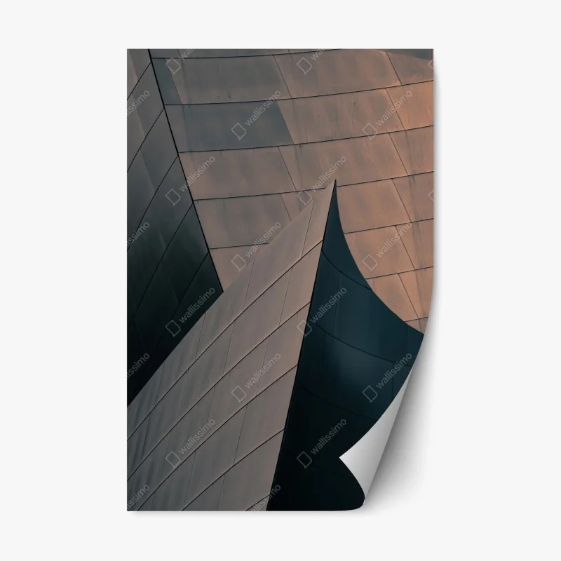 Naklejka repozycjonowalna geometryczne formy architektoniczne w metalu