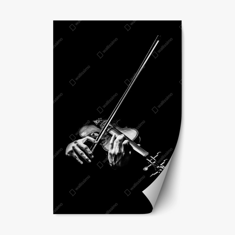 Naklejka repozycjonowalna monochromatyczne dłonie skrzypka