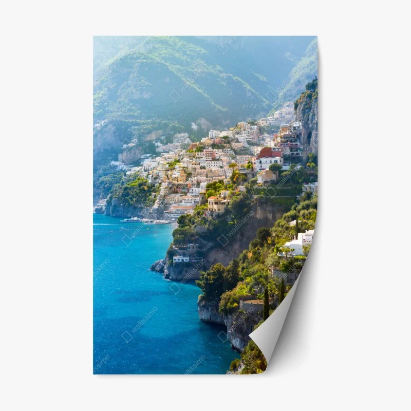 Naklejka repozycjonowalna Positano nadmorski krajobraz z klifu