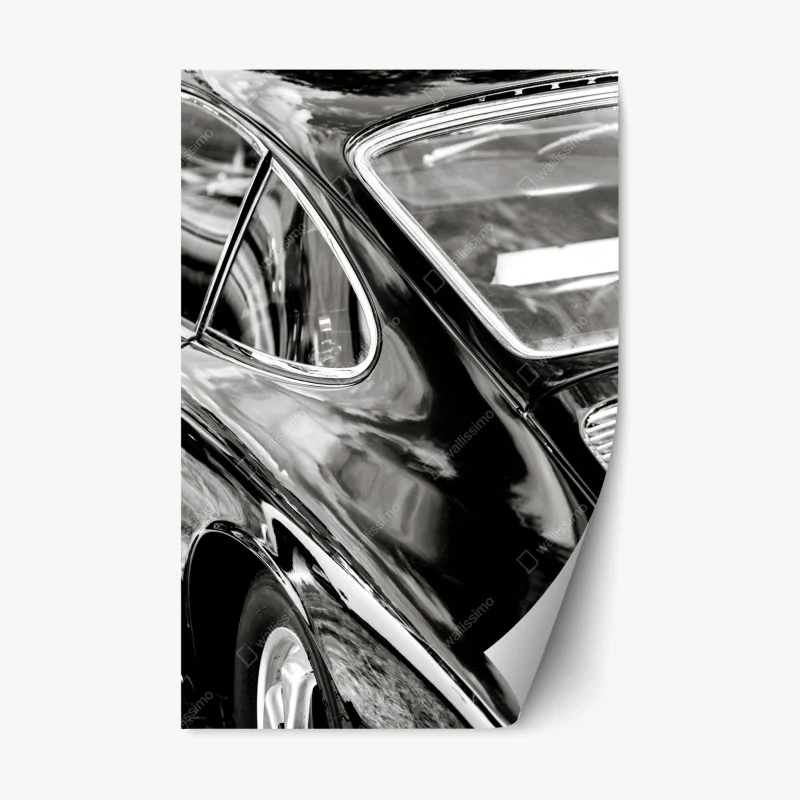 Naklejka repozycjonowalna zabytkowy tył samochodu w czerni i bieli