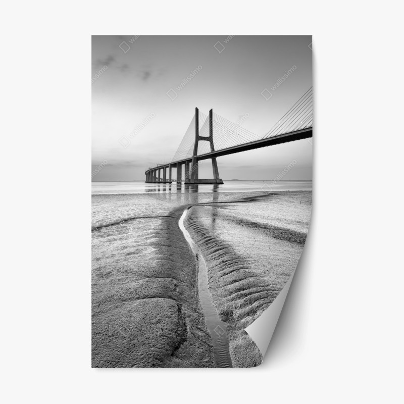 Naklejka repozycjonowalna minimalistyczny most wantowy w monochromie