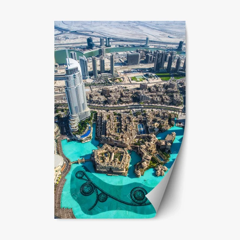 Naklejka repozycjonowalna widok z lotu ptaka na Downtown Dubai