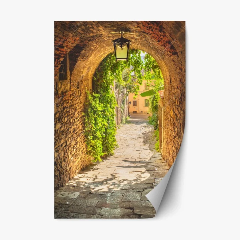 Naklejka repozycjonowalna słoneczna uliczka w Toskanii