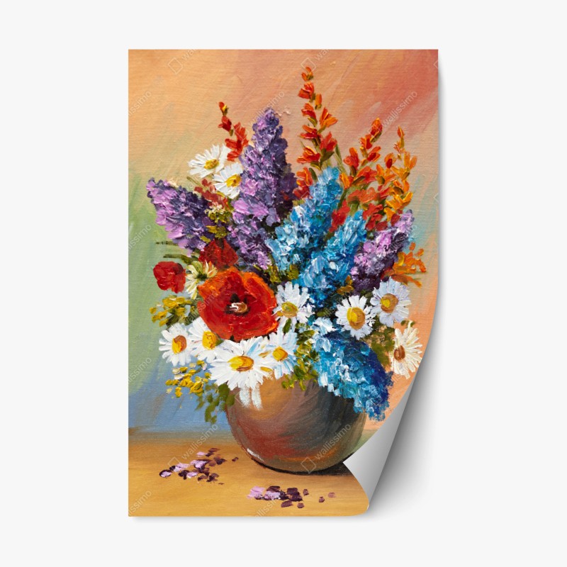 Naklejka repozycjonowalna wielobarwny bukiet w wazonie