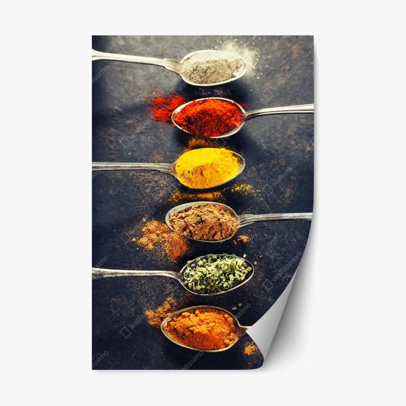 Naklejka repozycjonowalna kolorowe łyżki z przyprawami