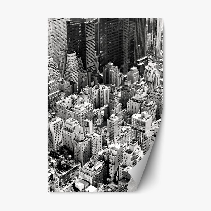 Naklejka repozycjonowalna Manhattan widok z lotu ptaka w monochromie