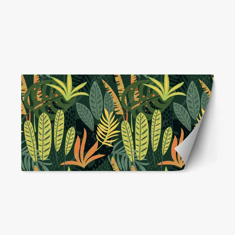 Naklejka repozycjonowalna tropikalna dżungla bujnych liści
