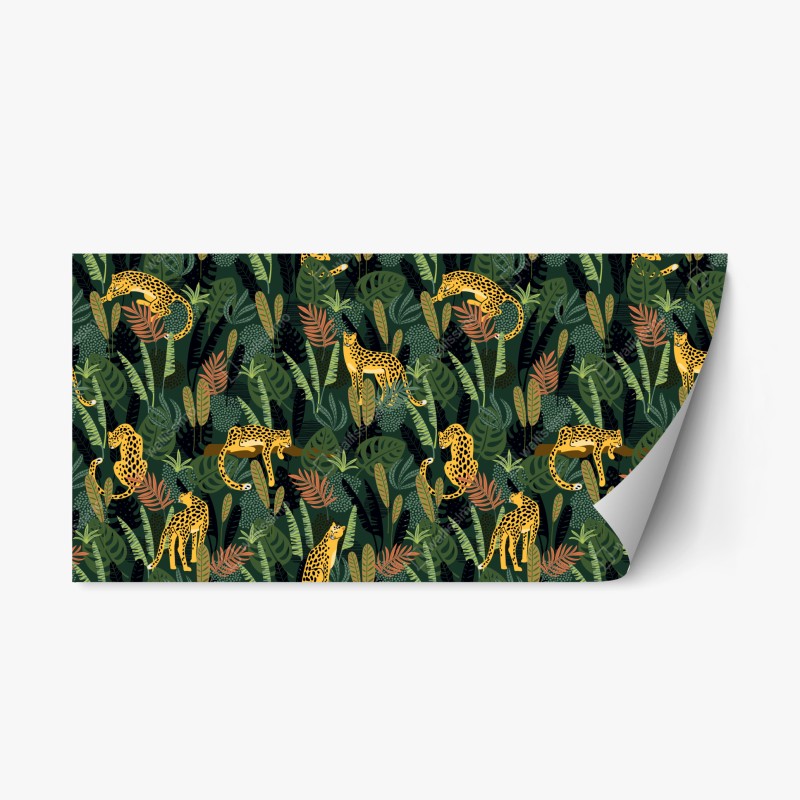 Naklejka repozycjonowalna tropikalny wzór z lampartami