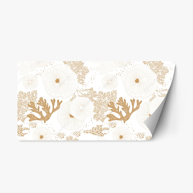 Naklejka repozycjonowalna delikatny złoty wzór koralowy