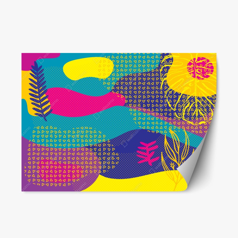 Naklejka repozycjonowalna żywy abstrakcyjny wzór tropikalny